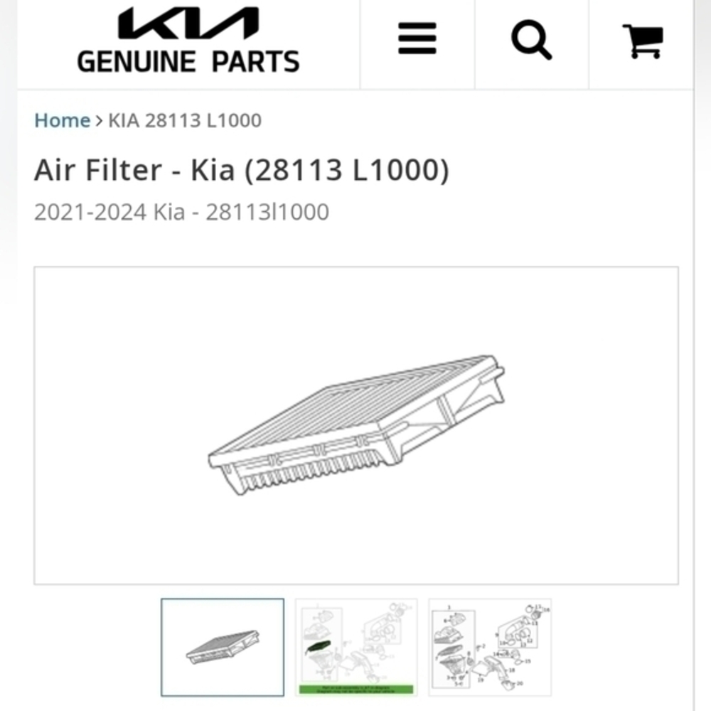Kia Genuine Parts Filter Air Cleaner
